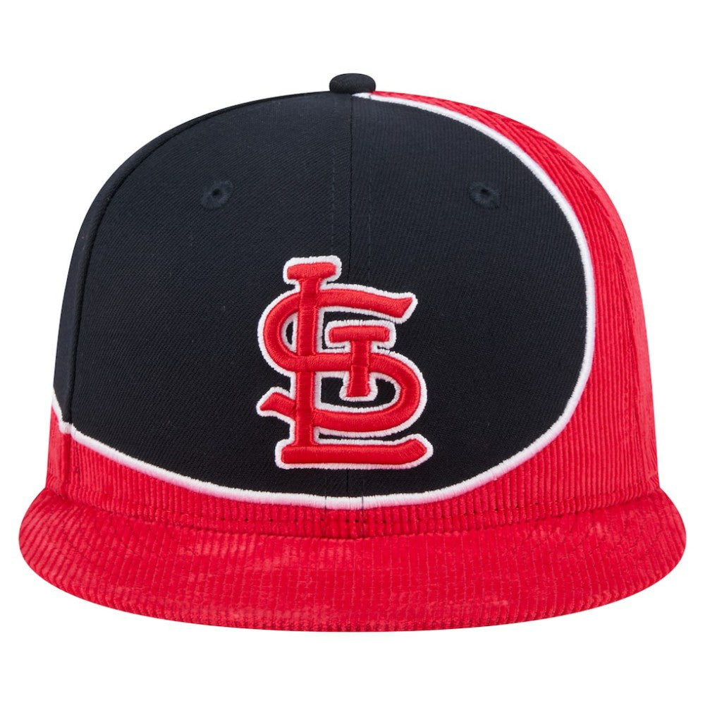 St. Louis Cardinals Retro Split Corduroy Snapback Hat - Red/Navy | New Era