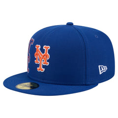 New York Mets Yarn Stitch 59FIFTY Fitted Hat - Royal | New Era