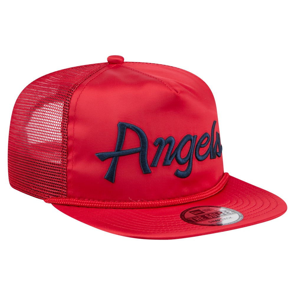 Los Angeles Angels Retro Satin Script Golfer Adjustable Hat - Red | New Era