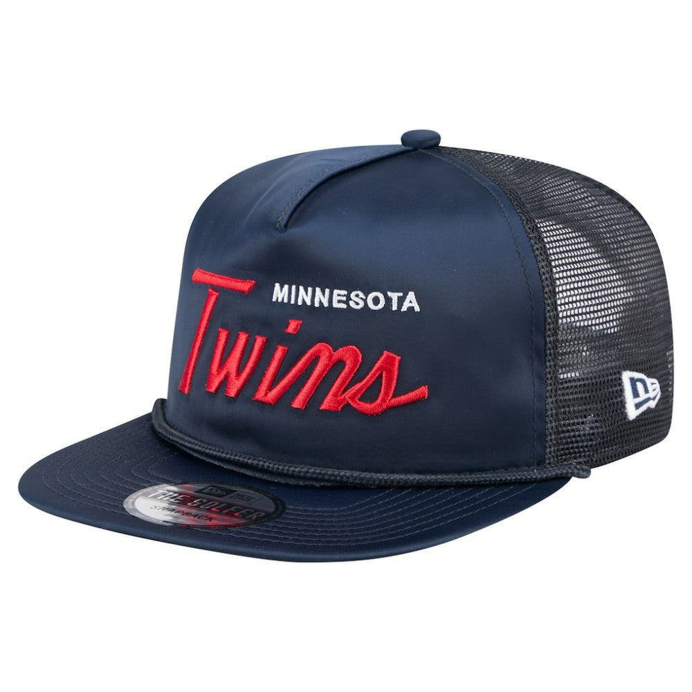Minnesota Twins Retro Satin Script Golfer Adjustable Hat - Navy | New Era