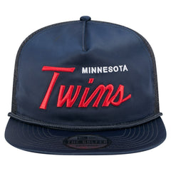 Minnesota Twins Retro Satin Script Golfer Adjustable Hat - Navy | New Era