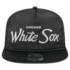 Chicago White Sox Retro Satin Script Golfer Adjustable Hat - Black | New Era