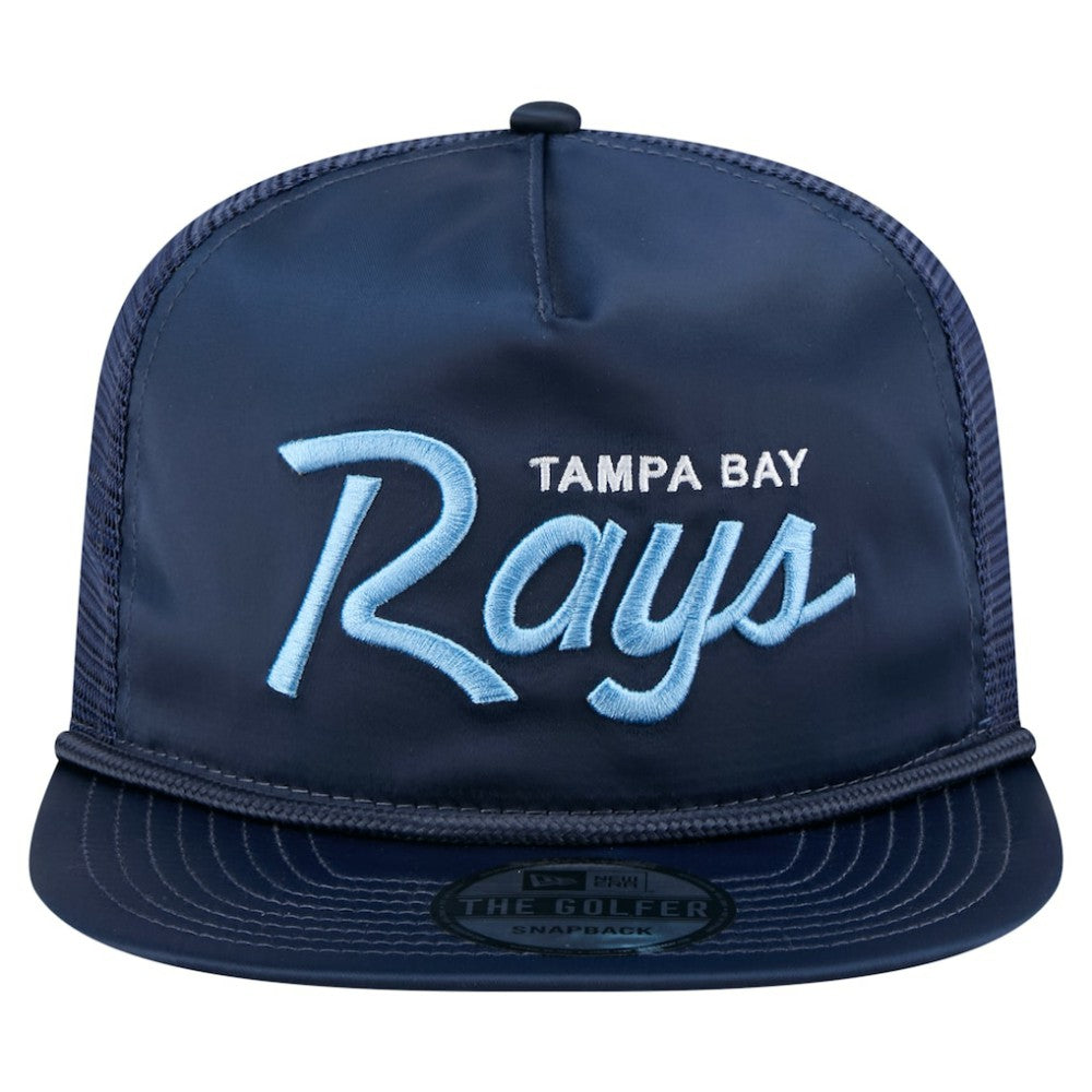 Tampa Bay Rays Retro Satin Script Golfer Adjustable Hat - Navy | New Era