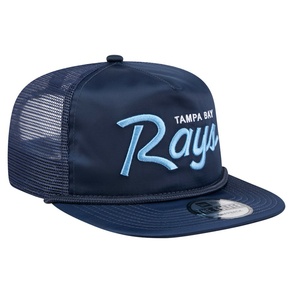 Tampa Bay Rays Retro Satin Script Golfer Adjustable Hat - Navy | New Era