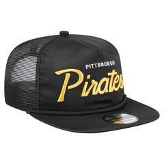 Pittsburgh Pirates Retro Satin Script Golfer Adjustable Hat - Black | New Era
