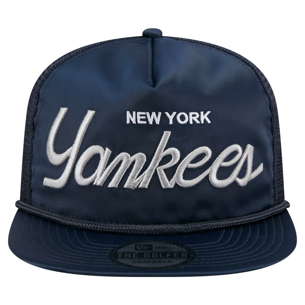 New York Yankees Retro Satin Script Golfer Adjustable Hat - Navy | New Era
