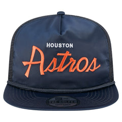 Houston Astros Retro Satin Script Golfer Adjustable Hat - Navy | New Era