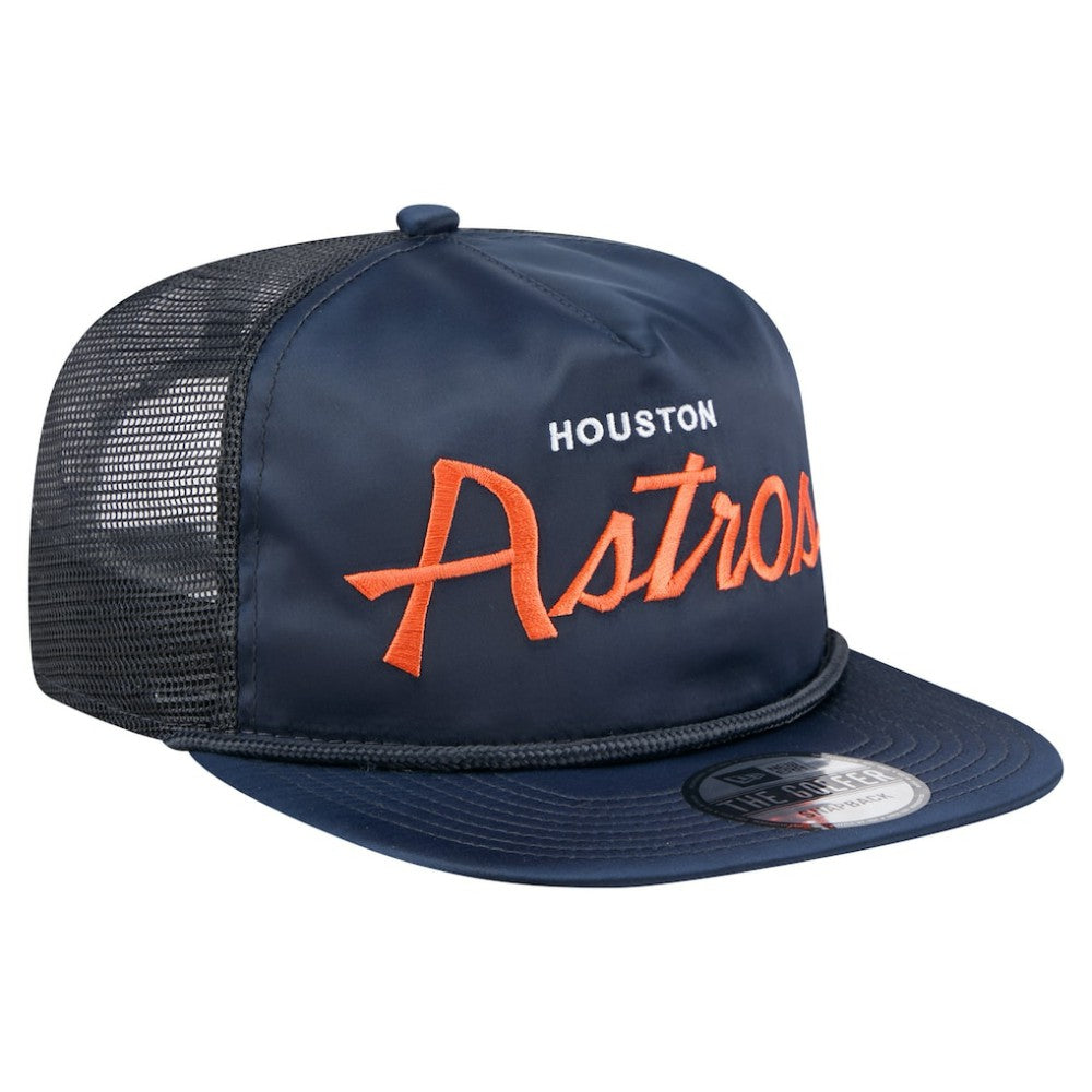 Houston Astros Retro Satin Script Golfer Adjustable Hat - Navy | New Era