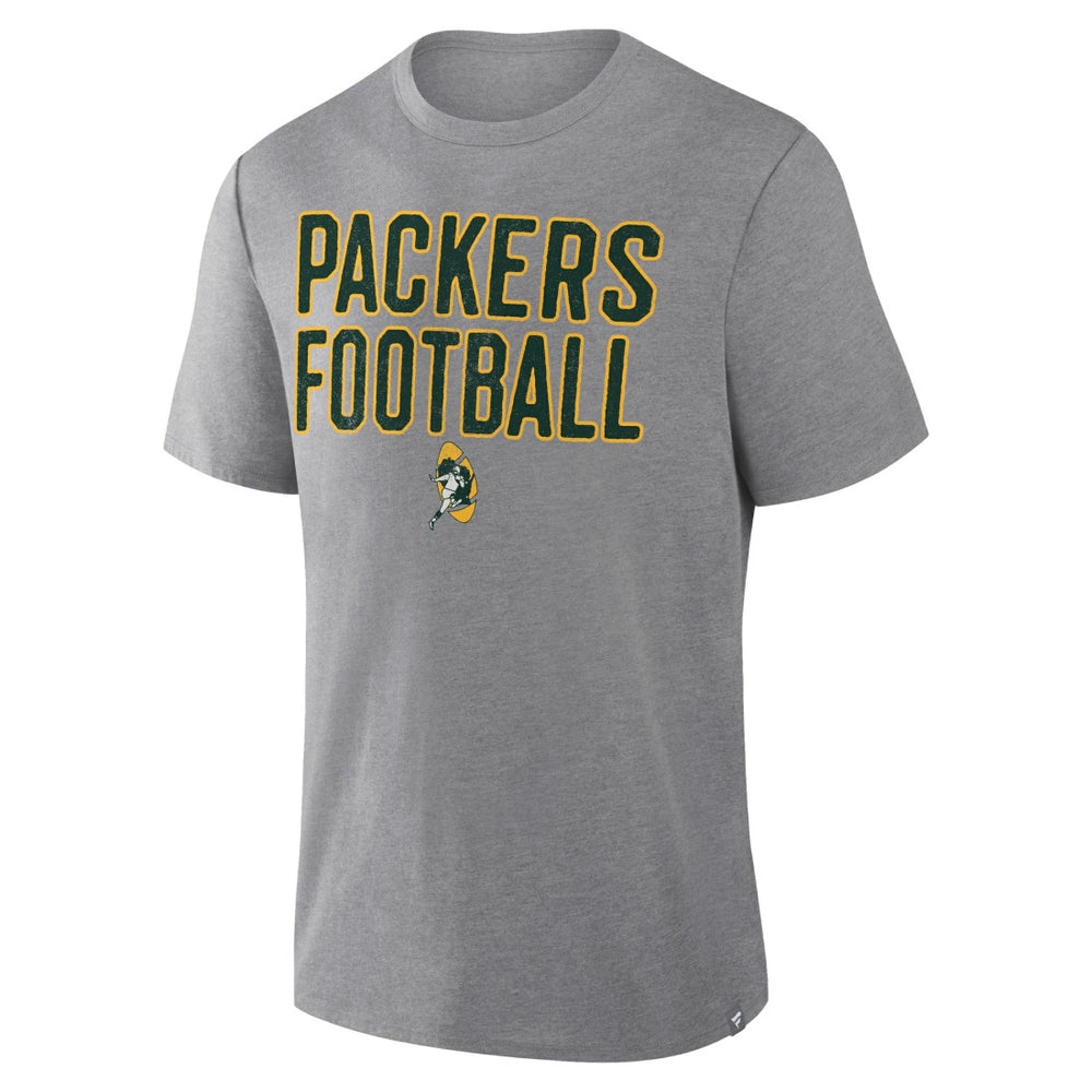 Green Bay Packers First Down Tribute Tri-Blend T-Shirt - Heather Gray on sale