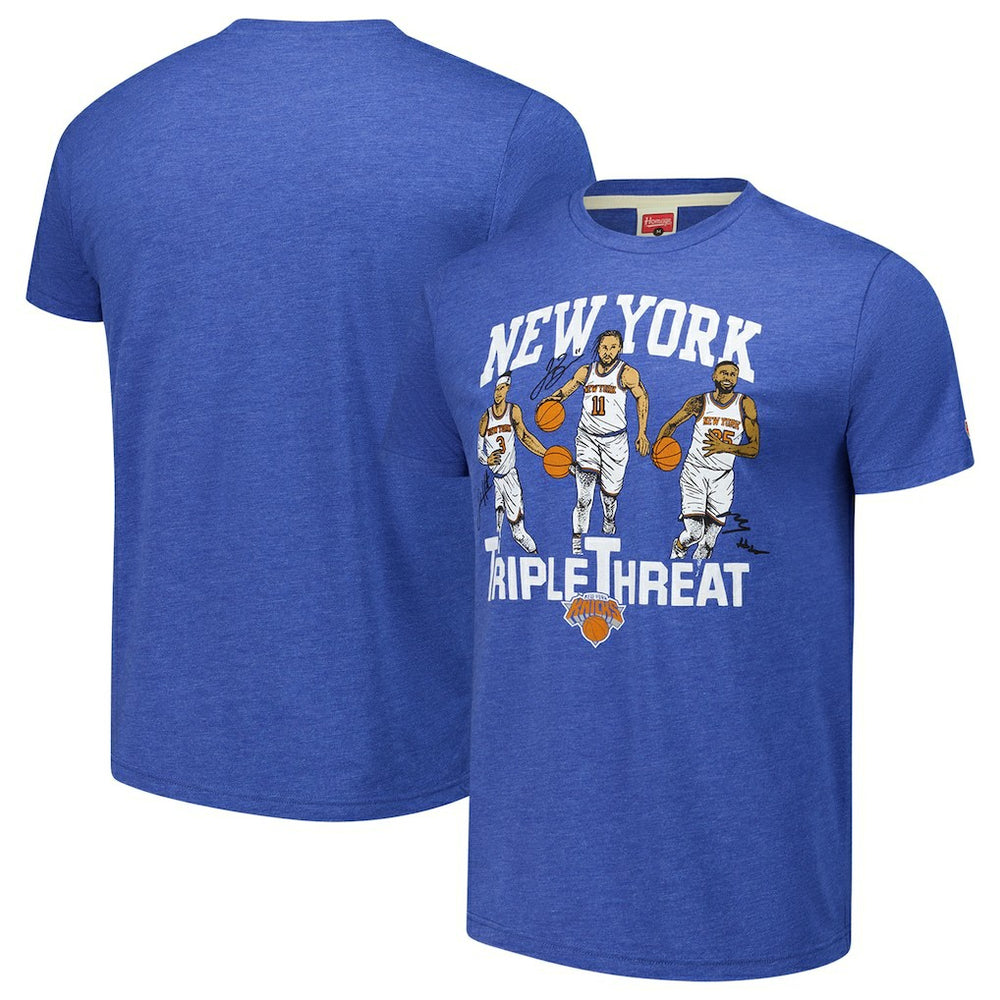 Josh Hart/Mikal Bridges/Jalen Brunson New York Knicks Homage Unisex Triple Threat Tri-Blend T-Shirt - Royal shop