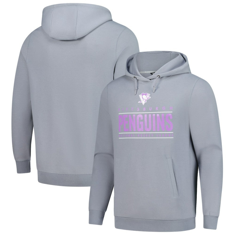Pittsburgh Penguins Levelwear Hockey Fights Cancer Pulsar Off Season Tri-Blend Pullover Hoodie Gray