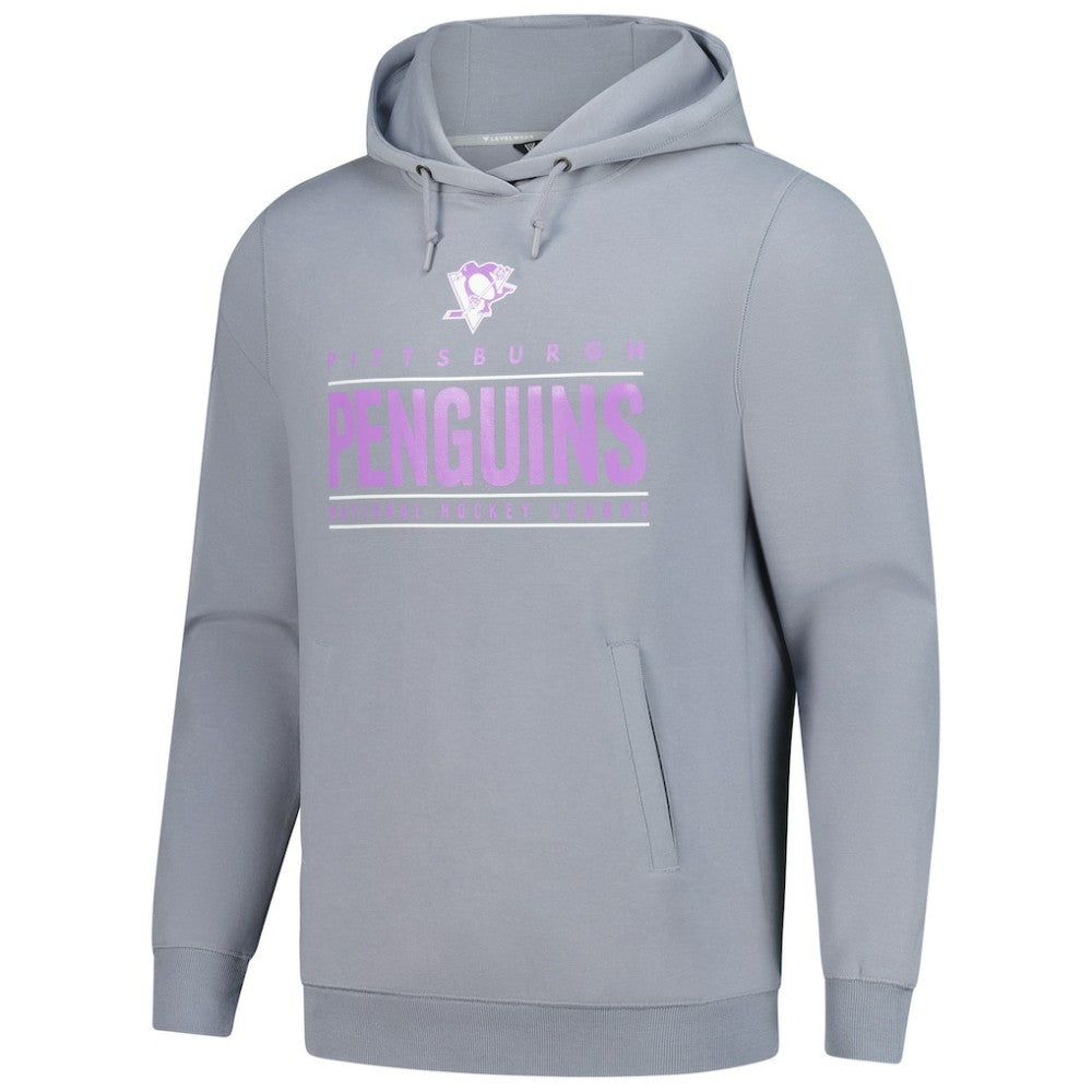 Pittsburgh Penguins Levelwear Hockey Fights Cancer Pulsar Off Season Tri-Blend Pullover Hoodie Gray