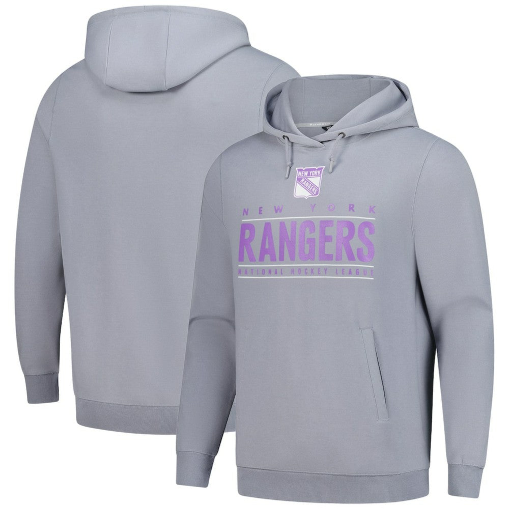 New York Rangers Levelwear Hockey Fights Cancer Pulsar Off Season Tri-Blend Pullover Hoodie Gray