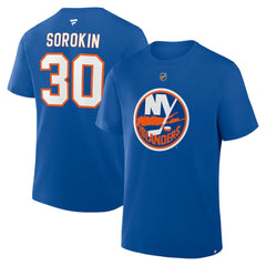 Ilya Sorokin New York Islanders Fanatics Authentic Stack Name & Number T-Shirt Royal