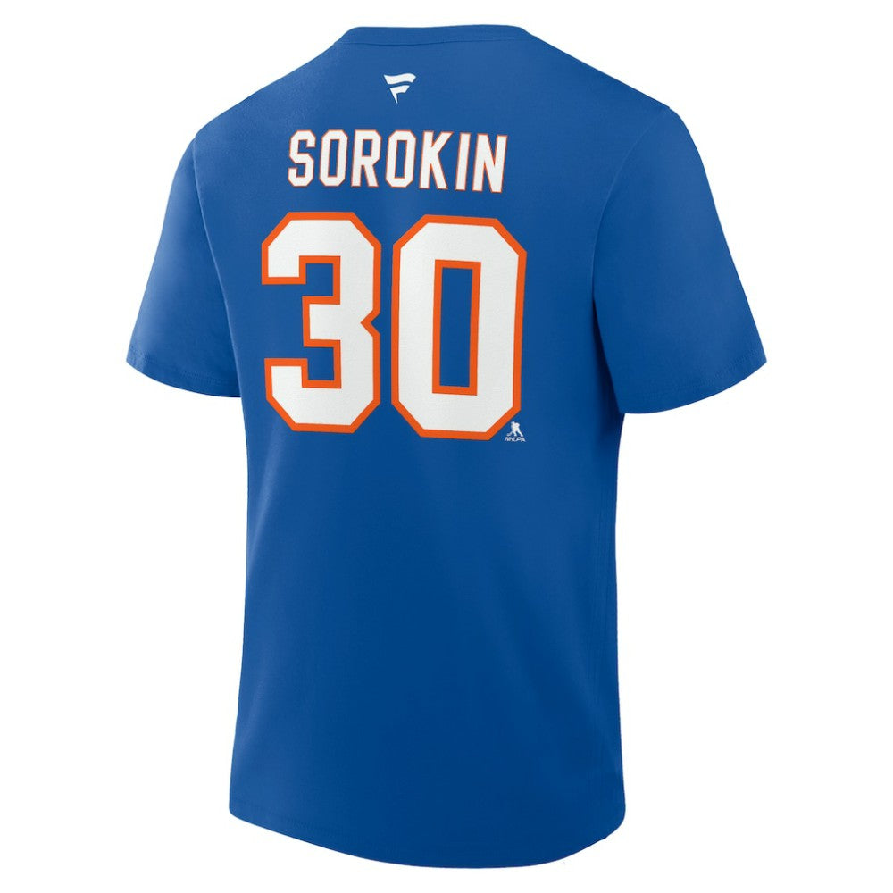 Ilya Sorokin New York Islanders Fanatics Authentic Stack Name & Number T-Shirt Royal