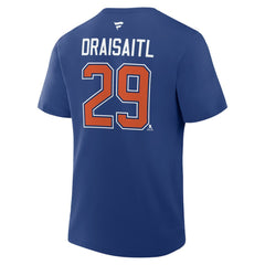 Leon Draisaitl Edmonton Oilers Fanatics Authentic Stack Name & Number T-Shirt Royal