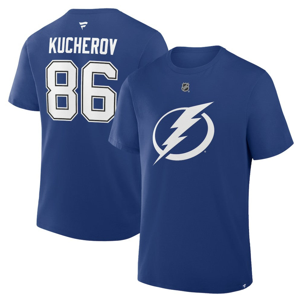 Nikita Kucherov Tampa Bay Lightning Fanatics Authentic Stack Name & Number T-Shirt Blue