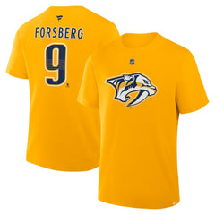 Filip Forsberg Nashville Predators Fanatics Authentic Stack Name & Number T-Shirt Gold