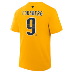 Filip Forsberg Nashville Predators Fanatics Authentic Stack Name & Number T-Shirt Gold