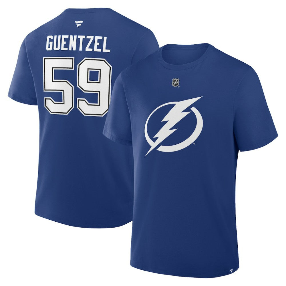 Jake Guentzel Tampa Bay Lightning Fanatics Authentic Stack Name & Number T-Shirt Blue