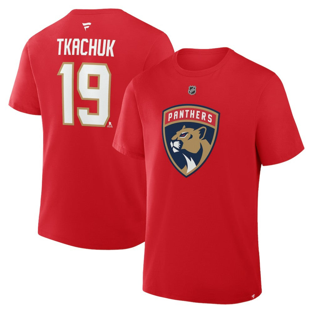 Matthew Tkachuk Florida Panthers Fanatics Authentic Stack Name & Number T-Shirt Red