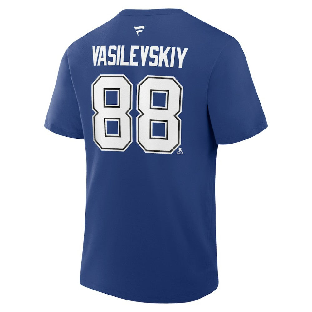 Andrei Vasilevskiy Tampa Bay Lightning Fanatics Authentic Stack Name & Number T-Shirt Blue