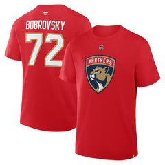 Sergei Bobrovsky Florida Panthers Fanatics Authentic Stack Name & Number T-Shirt Red