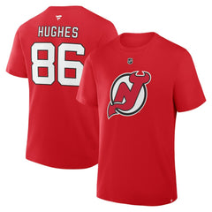 Jack Hughes New Jersey Devils Fanatics Authentic Stack Name & Number T-Shirt Red