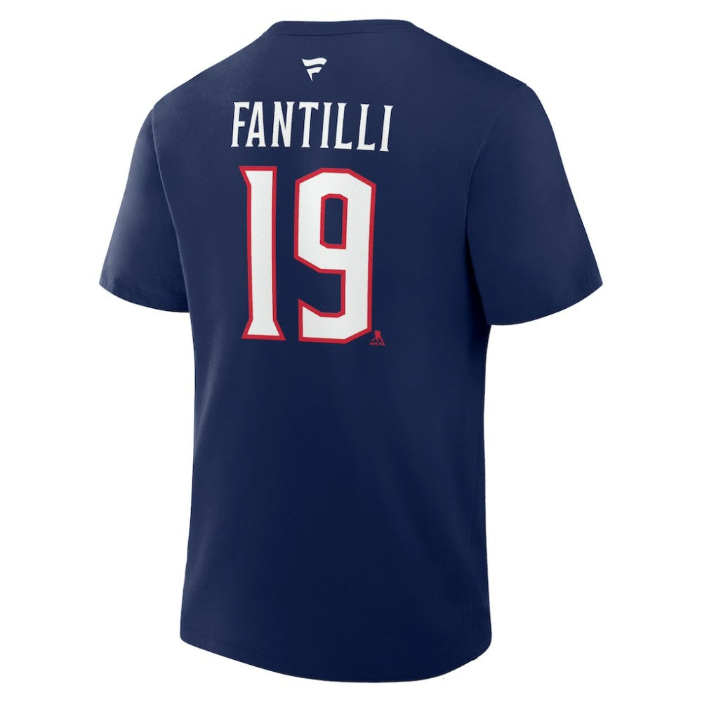 Adam Fantilli Columbus Blue Jackets Fanatics Authentic Stack Name & Number T-Shirt Navy