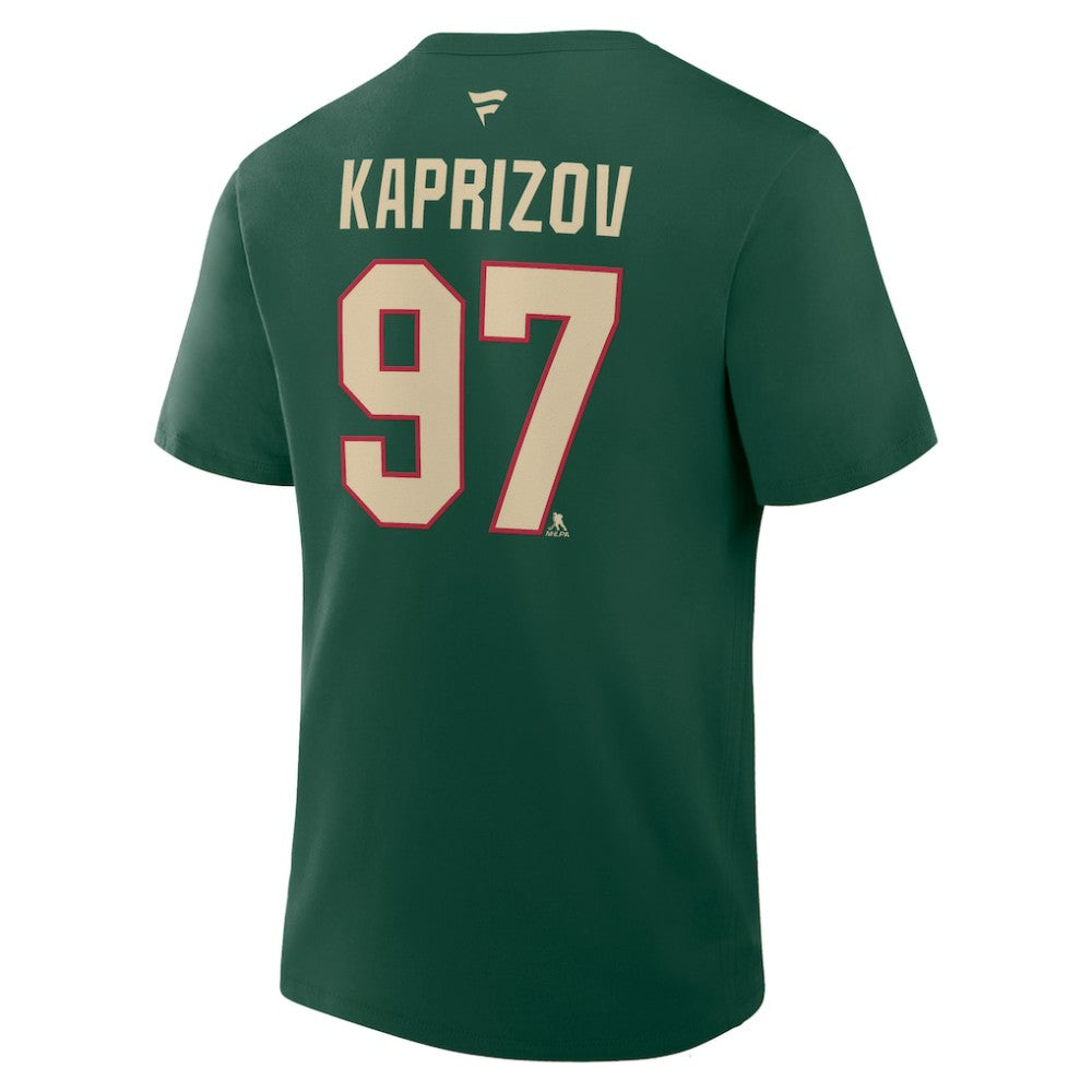 Kirill Kaprizov Minnesota Wild Fanatics Authentic Stack Name & Number T-Shirt Green