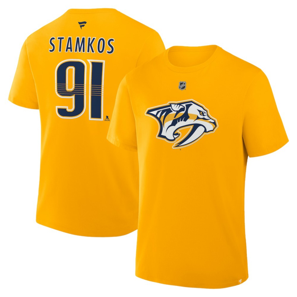 Steven Stamkos Nashville Predators Fanatics Authentic Stack Name & Number T-Shirt Gold