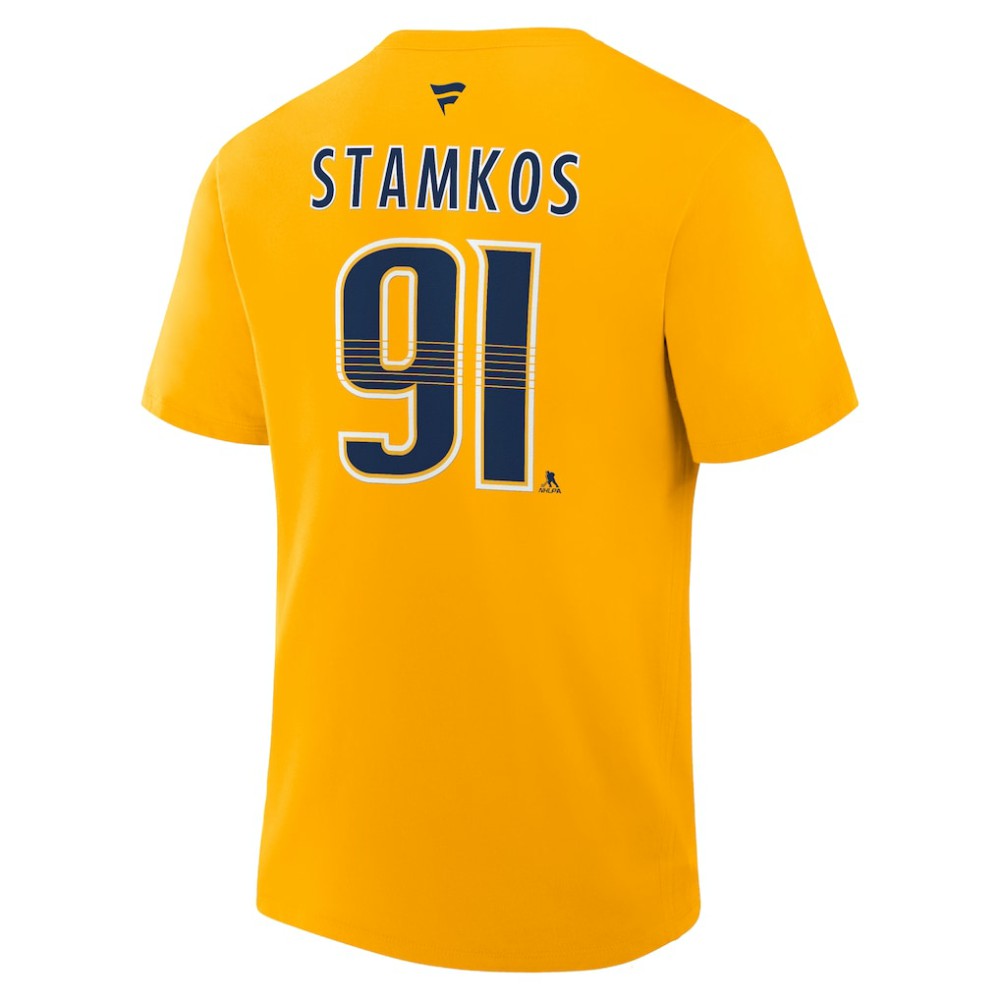 Steven Stamkos Nashville Predators Fanatics Authentic Stack Name & Number T-Shirt Gold