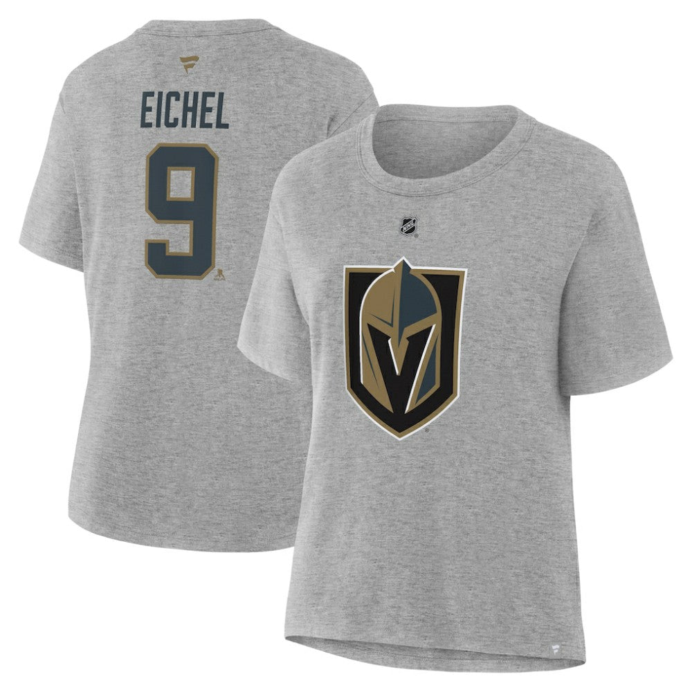 Jack Eichel Vegas Golden Knights Fanatics Women's Authentic Stack Name & Number T-Shirt Heather Gray