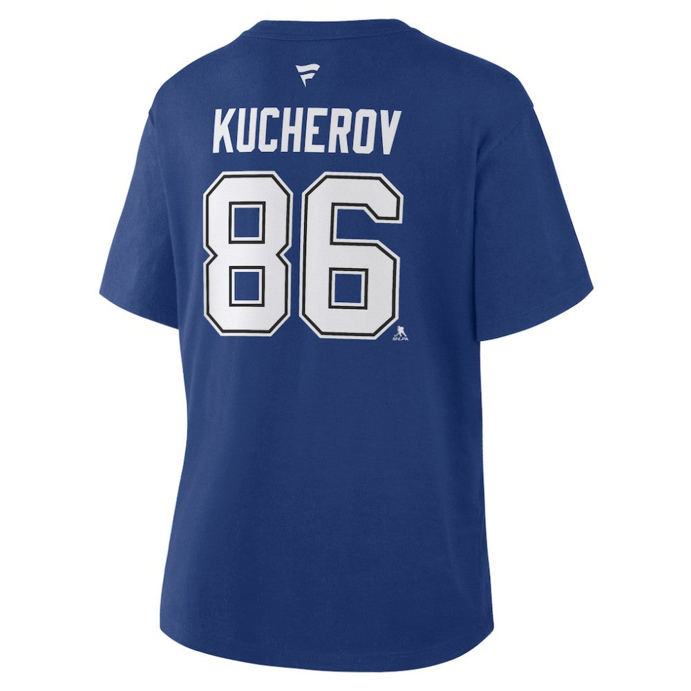 Nikita Kucherov Tampa Bay Lightning Fanatics Women's Authentic Stack Name & Number T-Shirt Blue