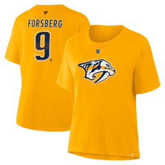 Filip Forsberg Nashville Predators Fanatics Women's Authentic Stack Name & Number T-Shirt Gold