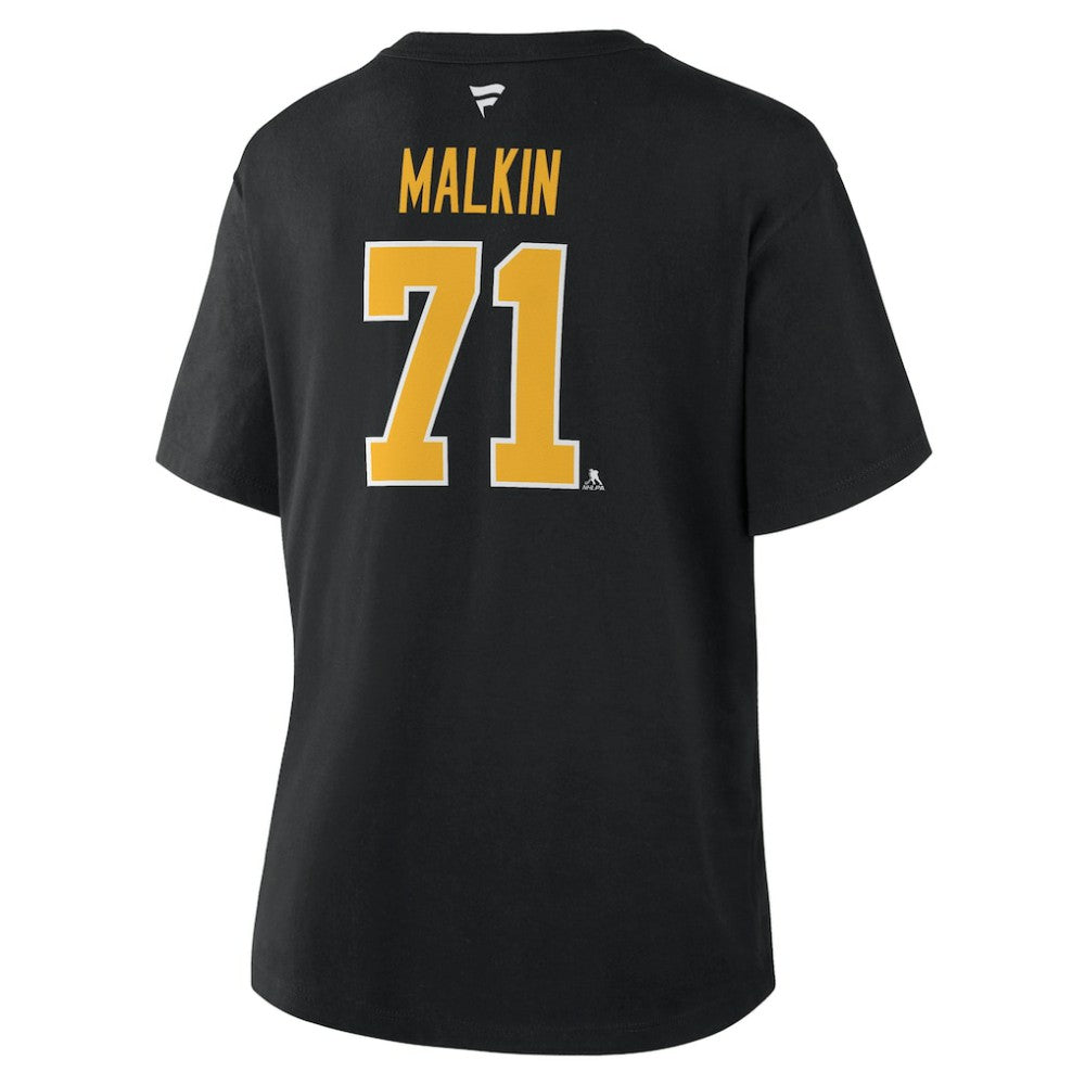 Evgeni Malkin Pittsburgh Penguins Fanatics Women's Authentic Stack Name & Number T-Shirt Black