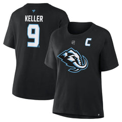Clayton Keller Utah Mammoth Fanatics Women's Authentic Stack Name & Number T-Shirt Black