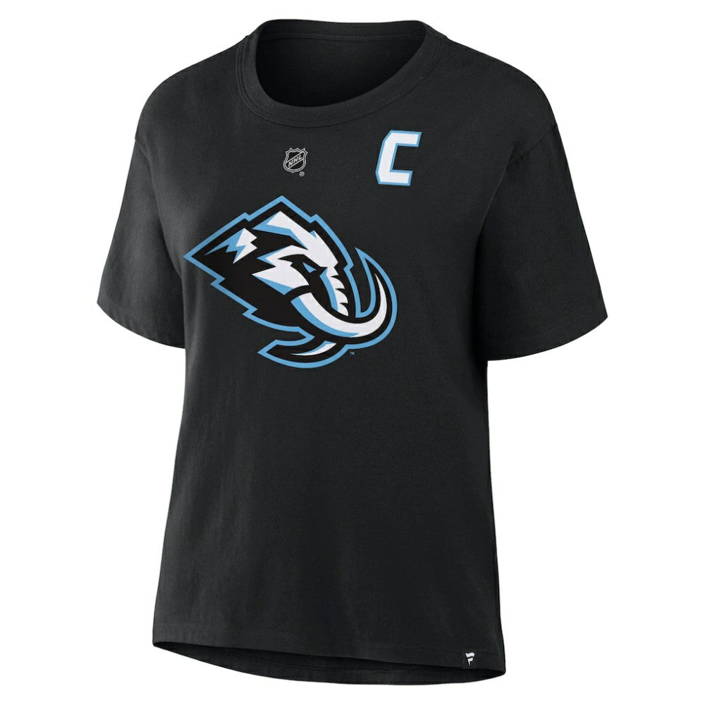 Clayton Keller Utah Mammoth Fanatics Women's Authentic Stack Name & Number T-Shirt Black