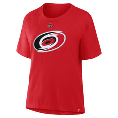 Sebastian Aho Carolina Hurricanes Fanatics Women's Authentic Stack Name & Number T-Shirt Red