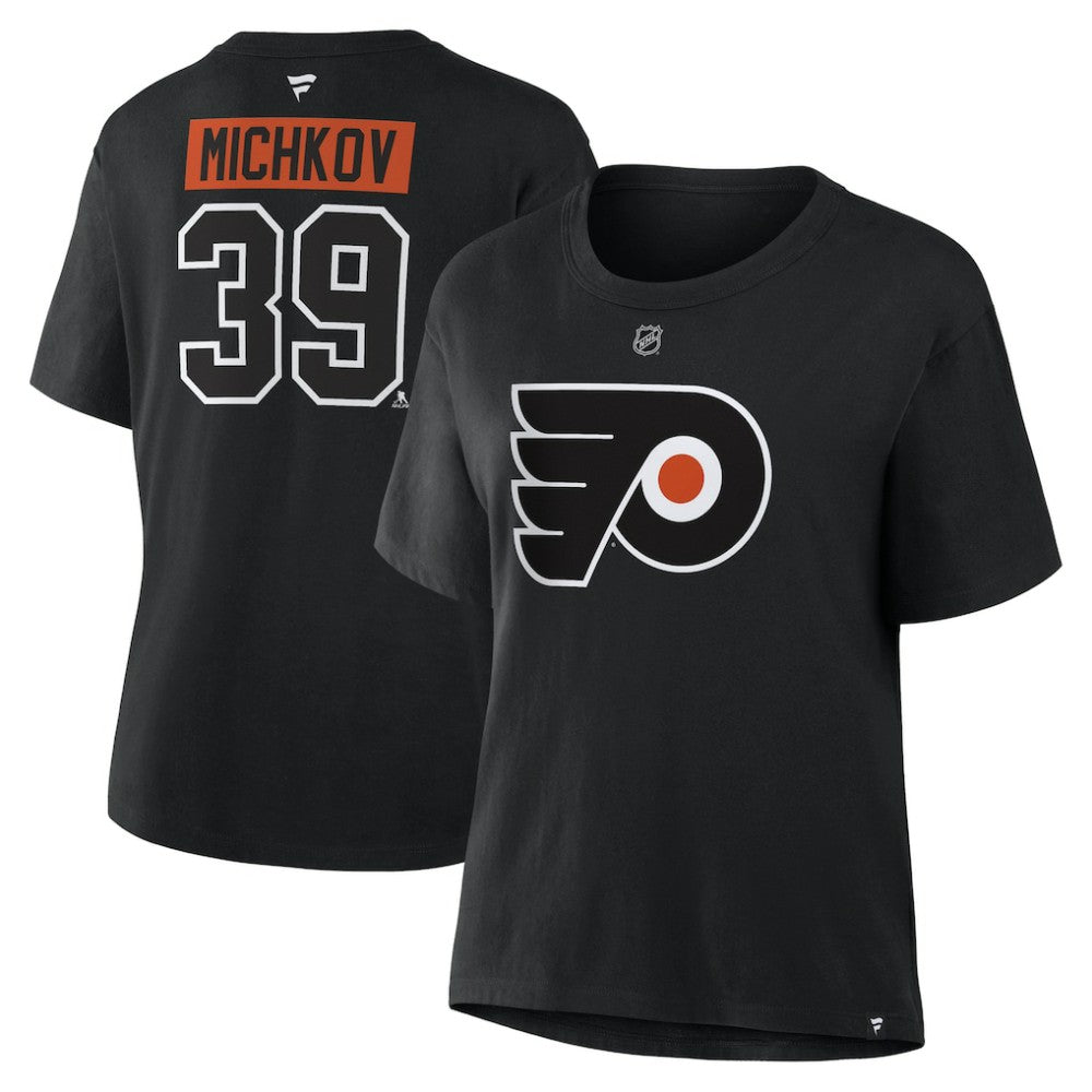 Matvei Michkov Philadelphia Flyers Fanatics Women's Authentic Stack Name & Number T-Shirt Black