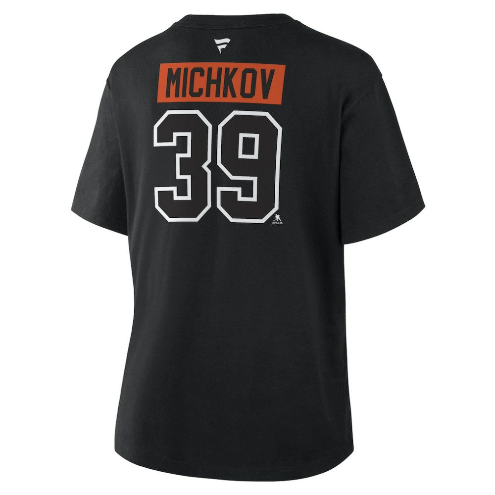 Matvei Michkov Philadelphia Flyers Fanatics Women's Authentic Stack Name & Number T-Shirt Black