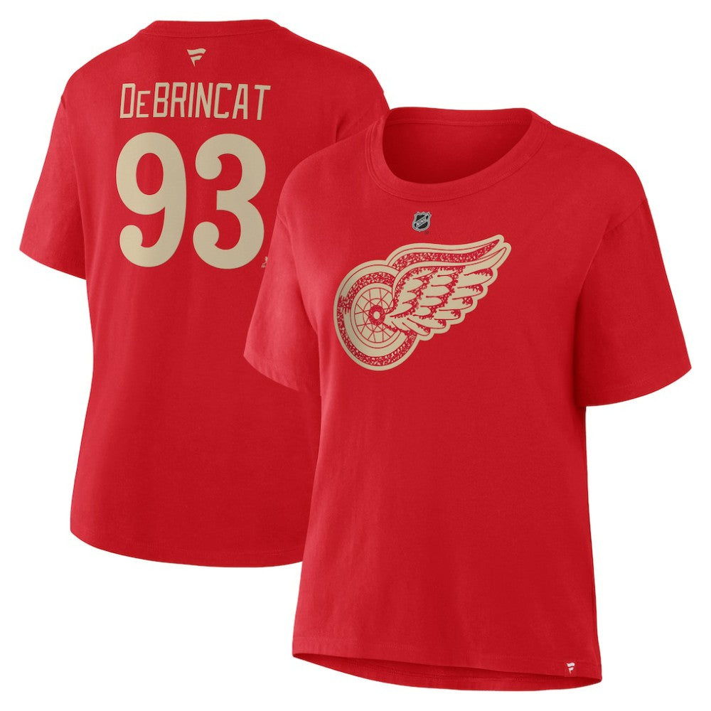 Alex DeBrincat Detroit Red Wings Fanatics Women's Authentic Stack Name & Number T-Shirt Red