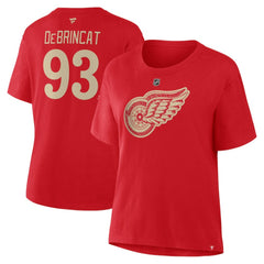 Alex DeBrincat Detroit Red Wings Fanatics Women's Authentic Stack Name & Number T-Shirt Red
