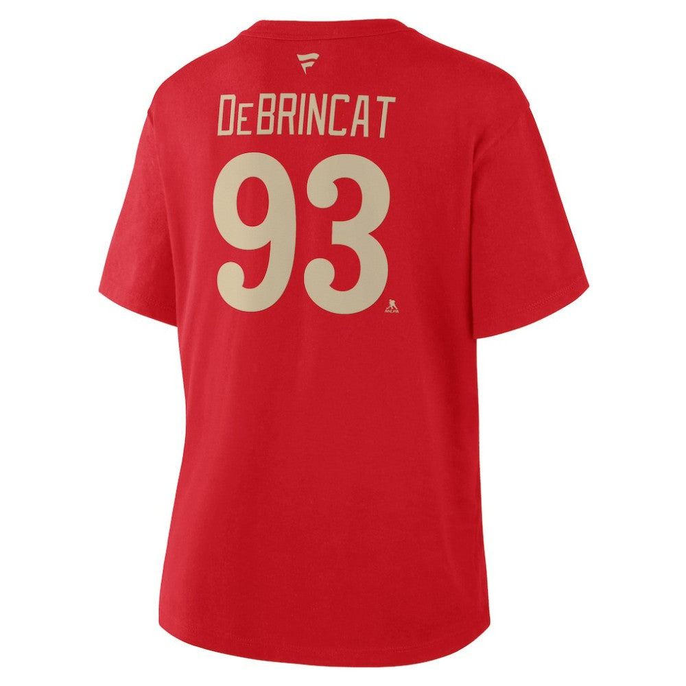 Alex DeBrincat Detroit Red Wings Fanatics Women's Authentic Stack Name & Number T-Shirt Red