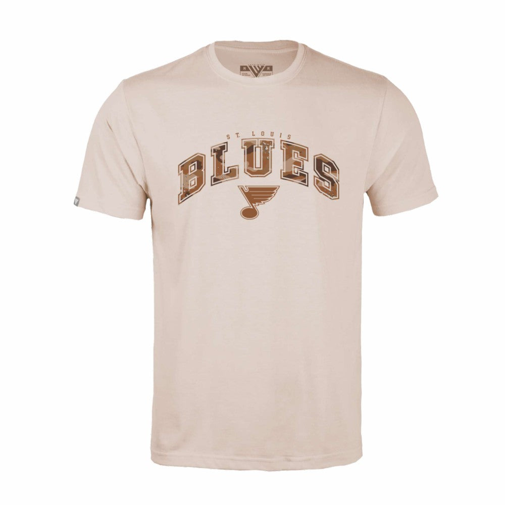 St. Louis Blues Levelwear Desert Camo Richmond Decoy T-Shirt Khaki
