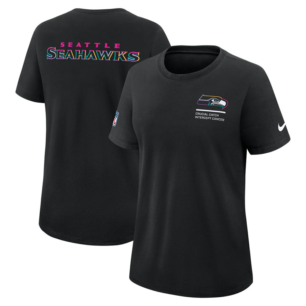 Seattle Seahawks Women's 2025 NFL Crucial Catch Tri-Blend Dri-FIT T-Shirt - Black | Nike on sale