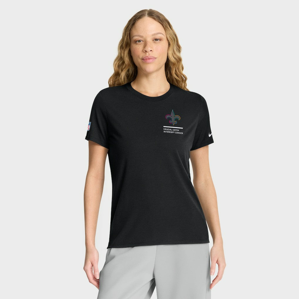 New Orleans Saints Women's 2025 NFL Crucial Catch Tri-Blend Dri-FIT T-Shirt - Black | Nike outlet
