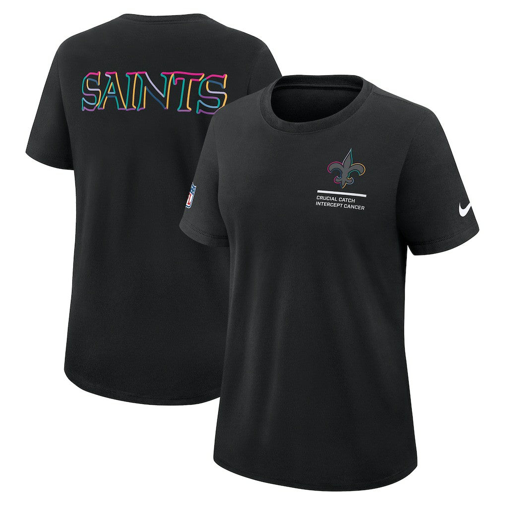 New Orleans Saints Women's 2025 NFL Crucial Catch Tri-Blend Dri-FIT T-Shirt - Black | Nike outlet