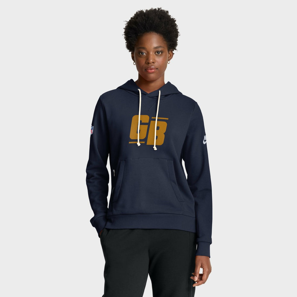 Green Bay Packers Women's Sideline Standard Issue Dri-FIT Hoodie - Navy | Nike outlet