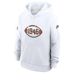 Cleveland Browns Women's Throwback Sideline Standard Issue Dri-FIT Hoodie - White | Nike for sale
